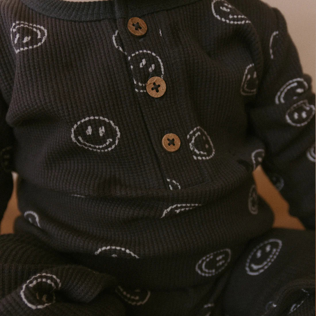 MakeMake Organics - Organic Button Romper - Happy Face