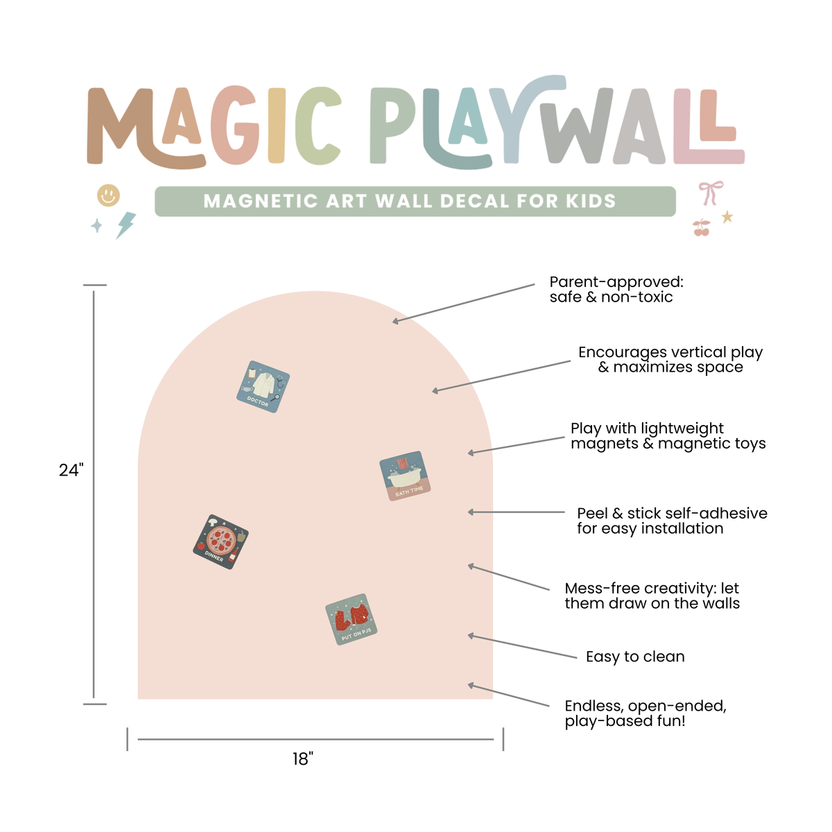 Cherrypick - MINI Magic Playwall - Arch Magnetic Art Wall Decal: Blush