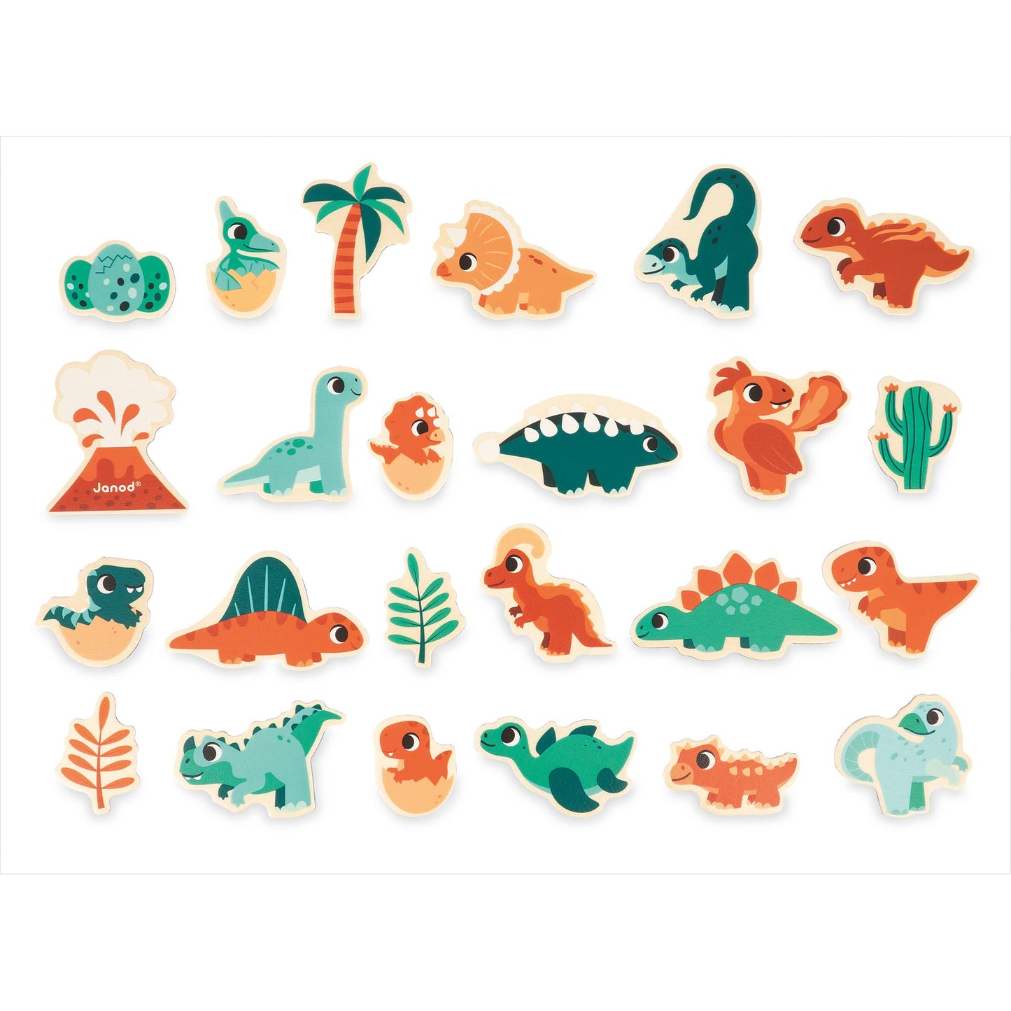 Janod - Set of Magnets - Dino - 24 Pieces