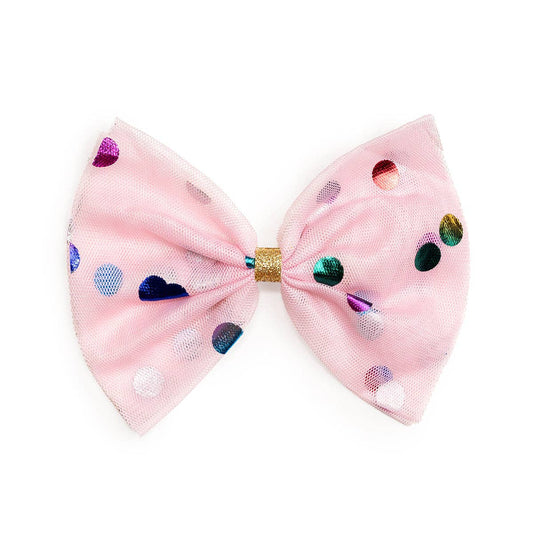 Sweet Wink - Pink Confetti Tulle Bow Clip - Kids Hair Clip - Hair Bows