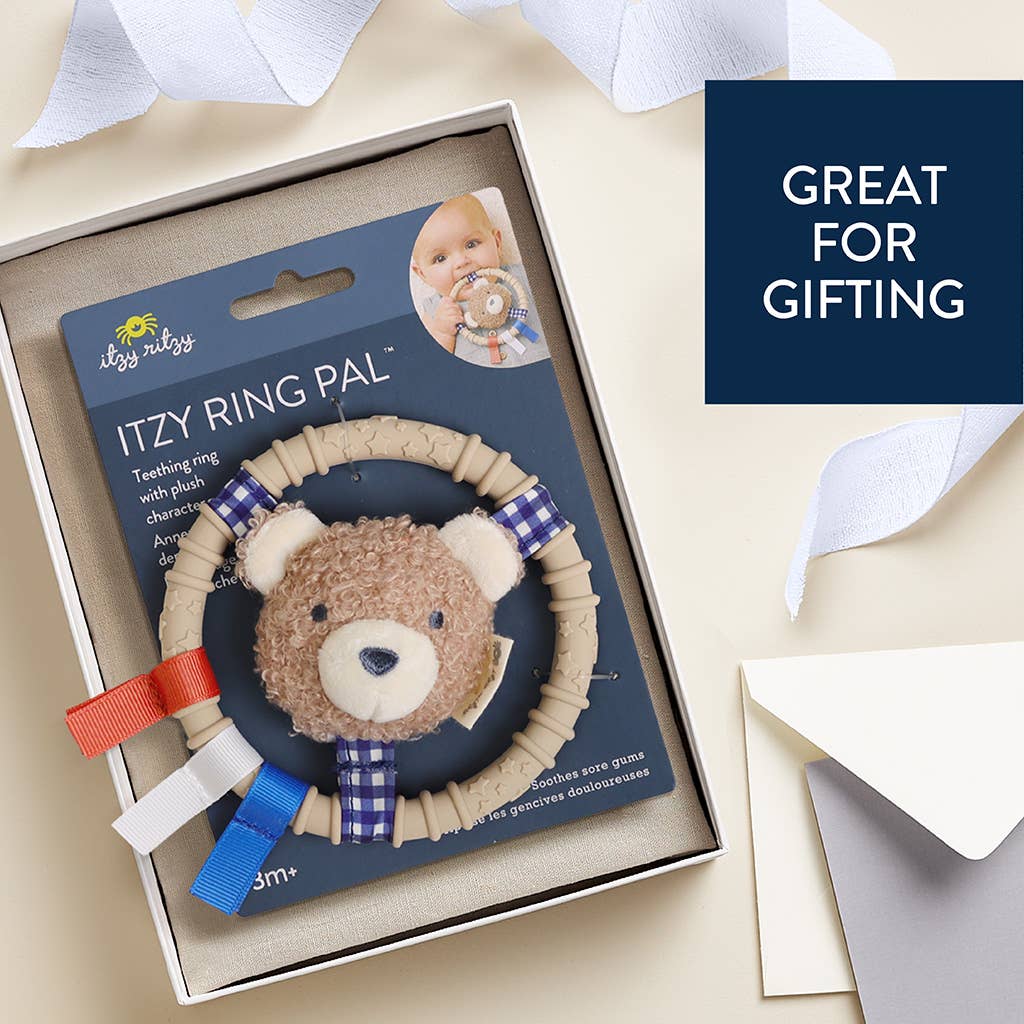 Itzy Ritzy - Itzy Ring Pal™ - Teething Ring with Plush Character: Taupe Bear