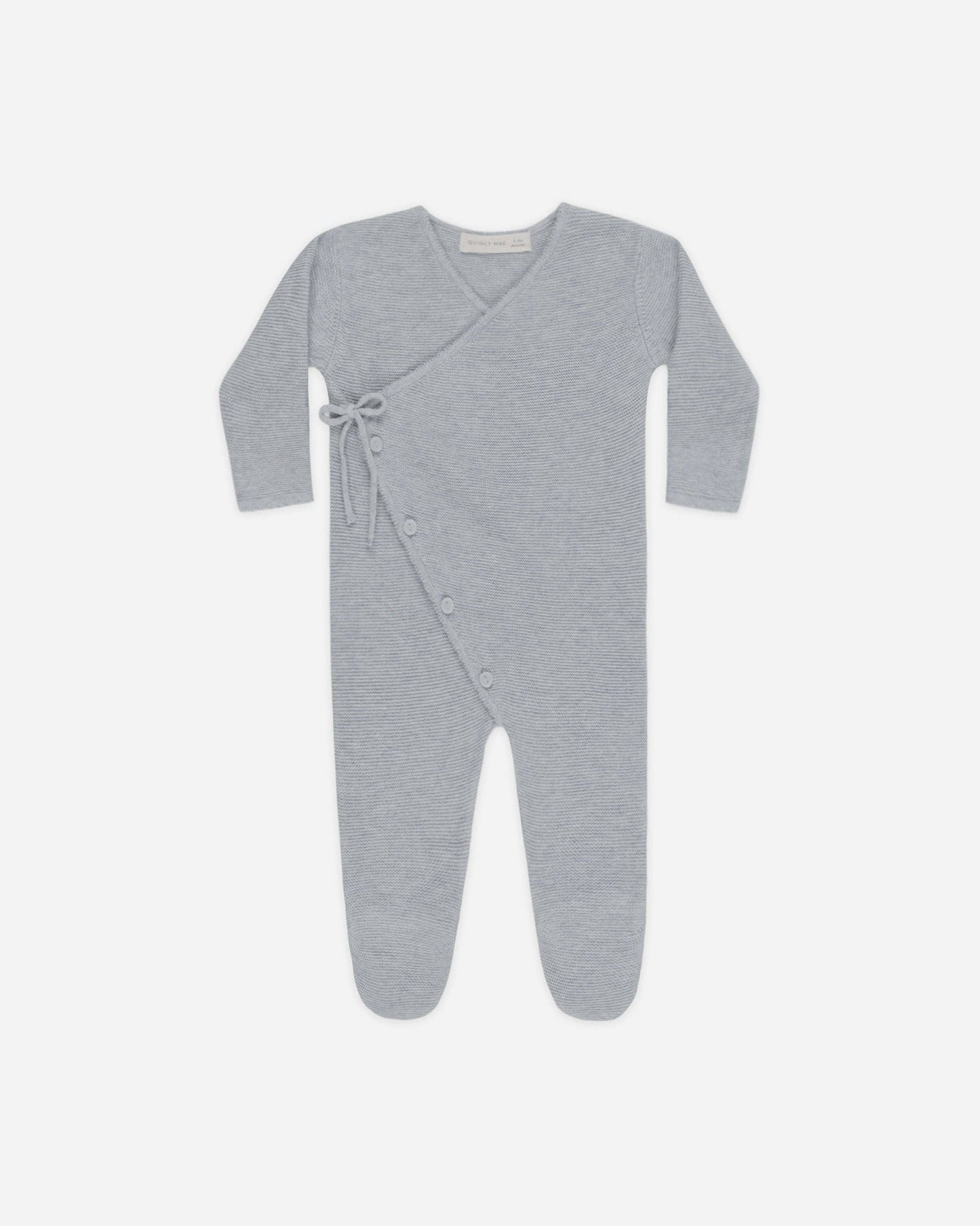 Quincy Mae - Wrap Knit Footie || Heathered Dusty Blue