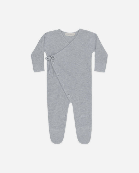 Quincy Mae - Wrap Knit Footie || Heathered Dusty Blue
