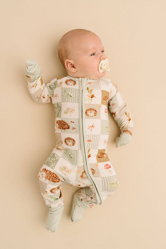 Little One Shop - Hedgehog Patchwork Bamboo PJ Sleeper