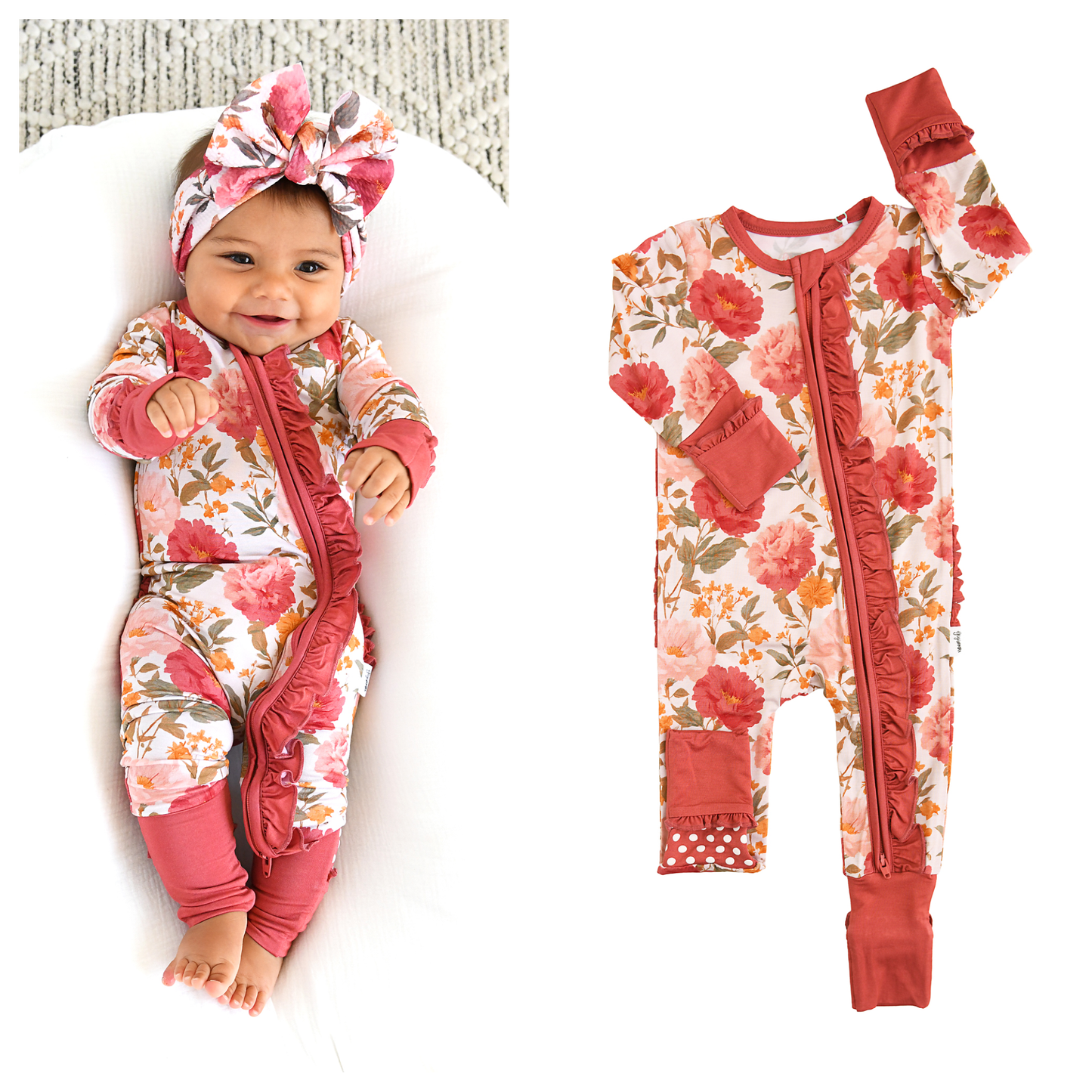 Gigi and Max - Felicity - Zip Ruffle Bamboo Romper PJ