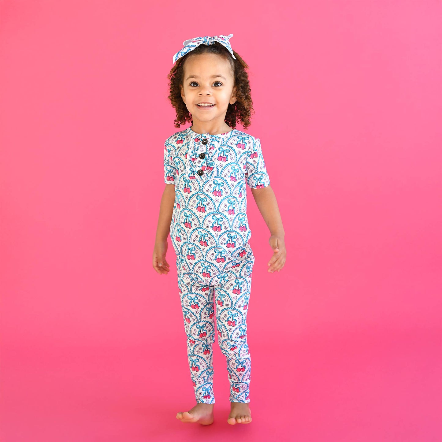 Gigi and Max - Cherry Ruffle Two Piece Bamboo Cherry Lounge Set