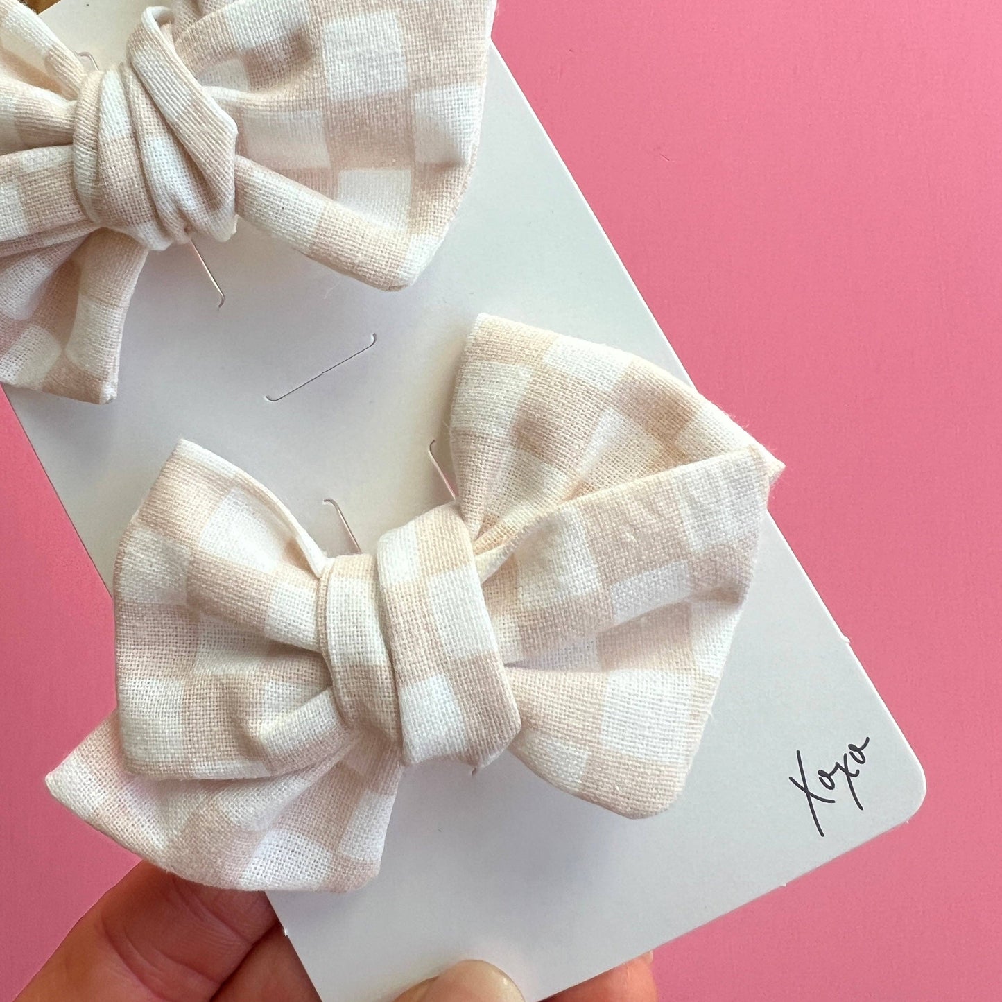 Baby Bling Bows -2pk Baby Bow Clips: blush race check