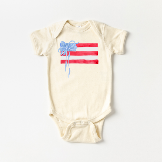 Benny & Ray Apparel - American Flag Infant One piece Body Suit 4th of July baby : Natural