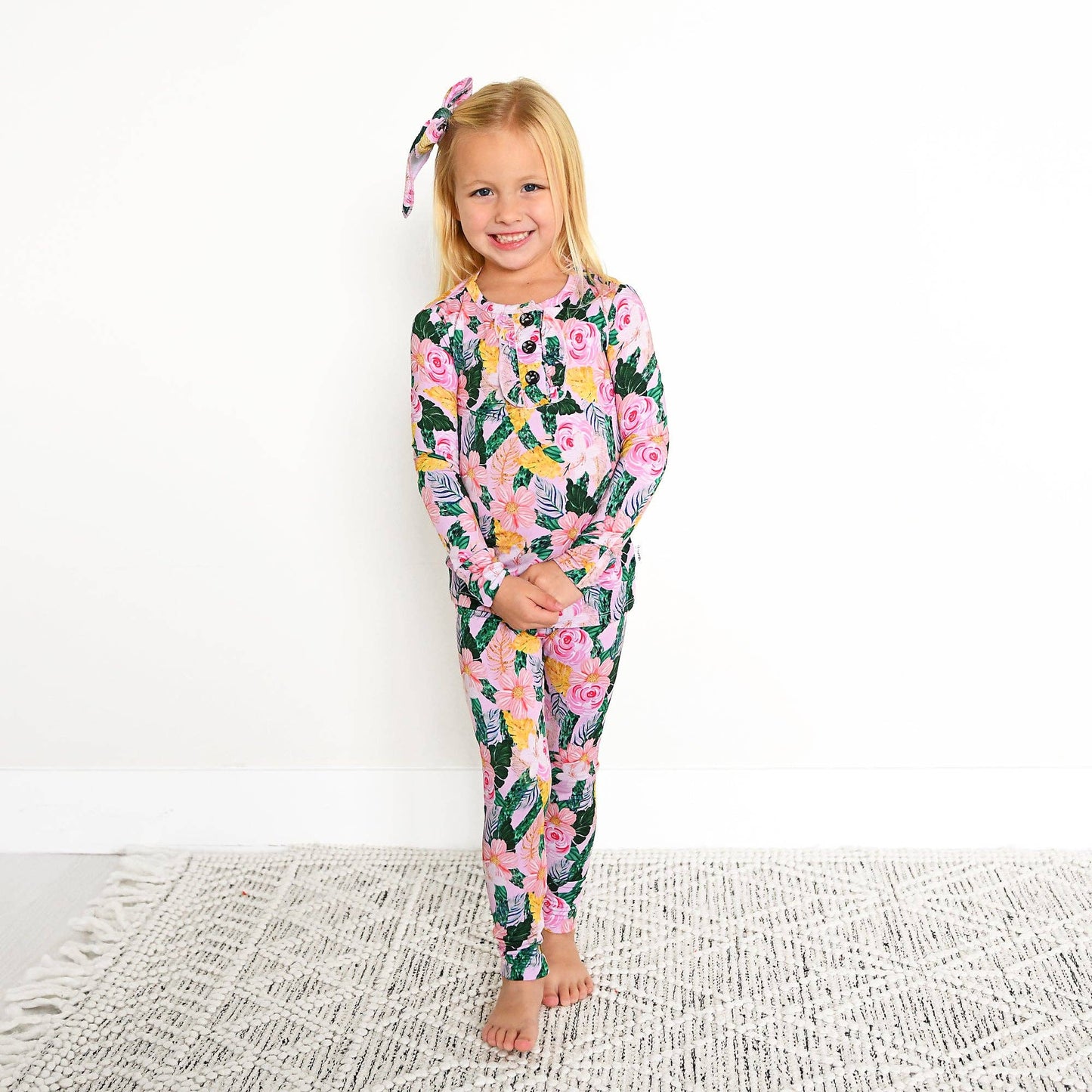Gigi and Max - Luana Ruffle Two Piece Girls Bamboo Floral Lounge Set