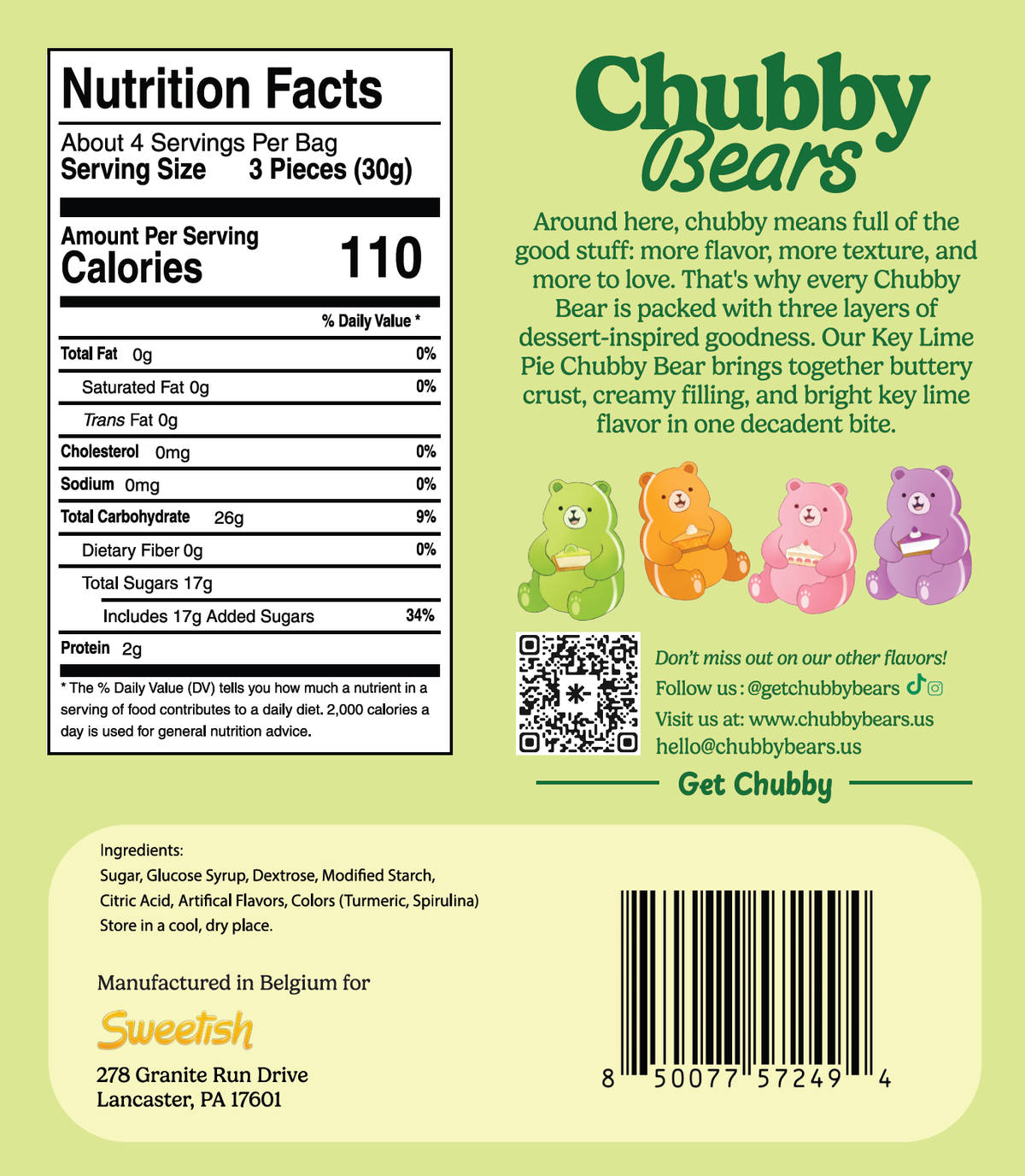 Chubby Bears - Chubby Bears Key Lime Pie Gummy Bears - 4.2oz