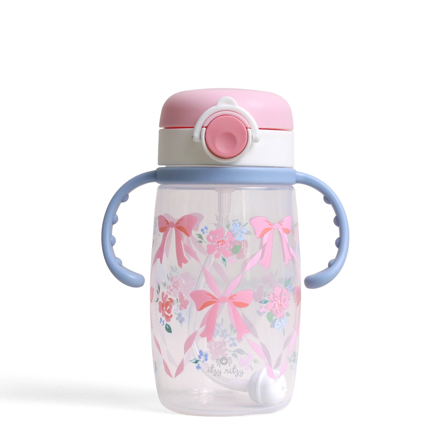 Itzy Ritzy - Itzy Sips™ - Straw Cup With Snap-Close Lid: Ribbons & Roses