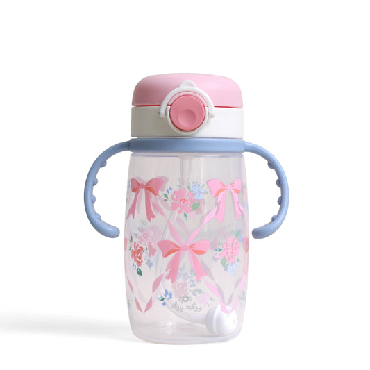Itzy Ritzy - Itzy Sips™ - Straw Cup With Snap-Close Lid: Ribbons & Roses