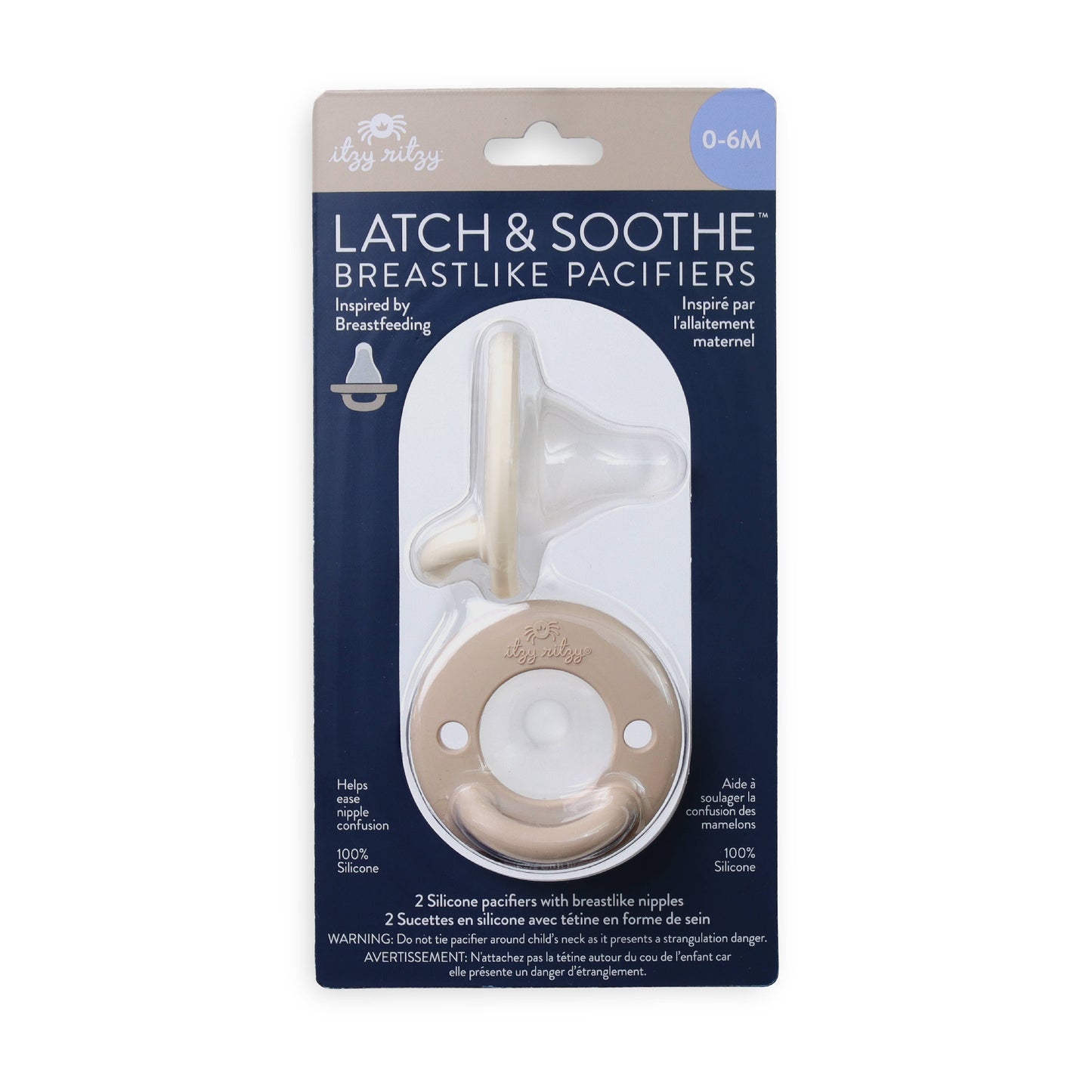 Itzy Ritzy - Latch & Soothe™ Breastlike Pacifier - Taupe