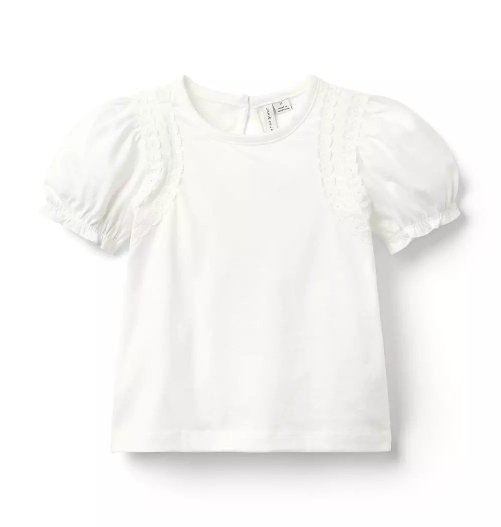 Janie and Jack - White Classic Crochet Trim Top