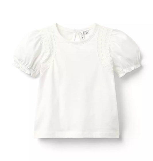 Janie and Jack - White Classic Crochet Trim Top