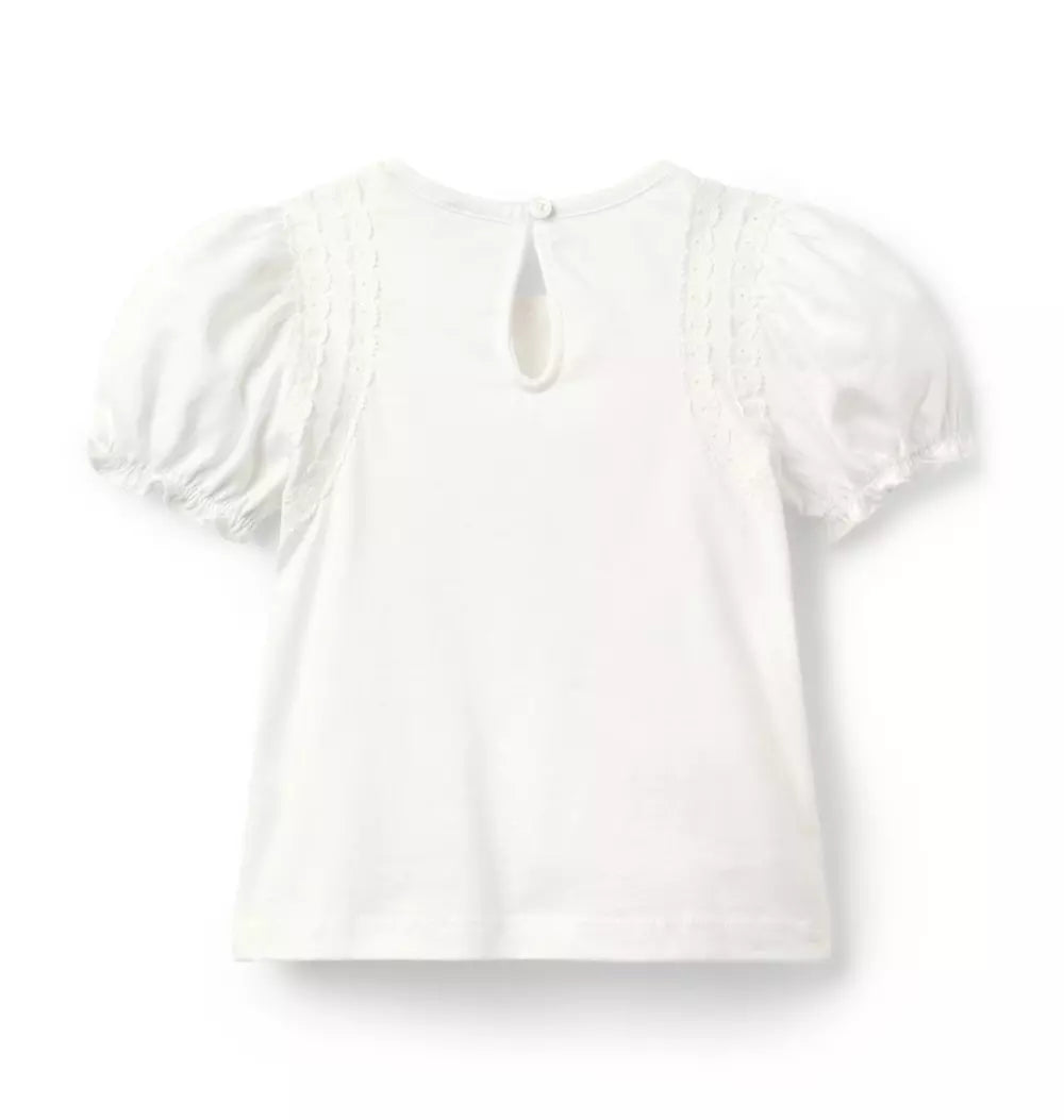 Janie and Jack - White Classic Crochet Trim Top