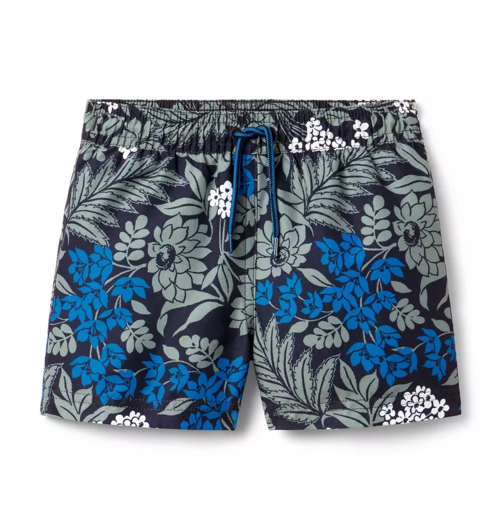 Janie and Jack - Maritime Navy Floral Swim Trunks
