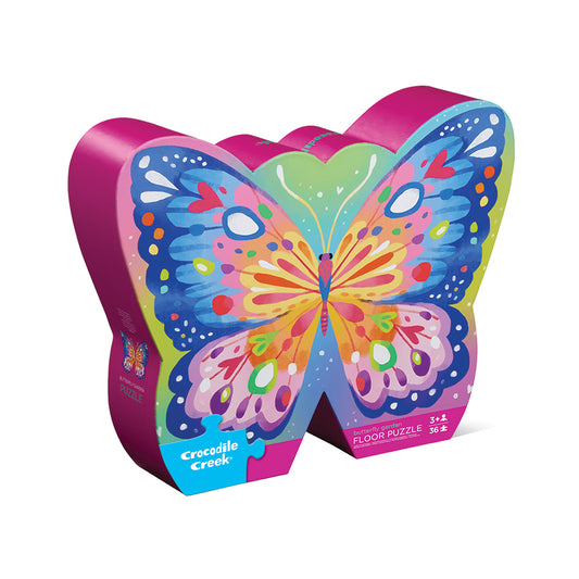 Crocodile Creek - 36pc Foil Shaped Box Puzzle - Butterfly Garden