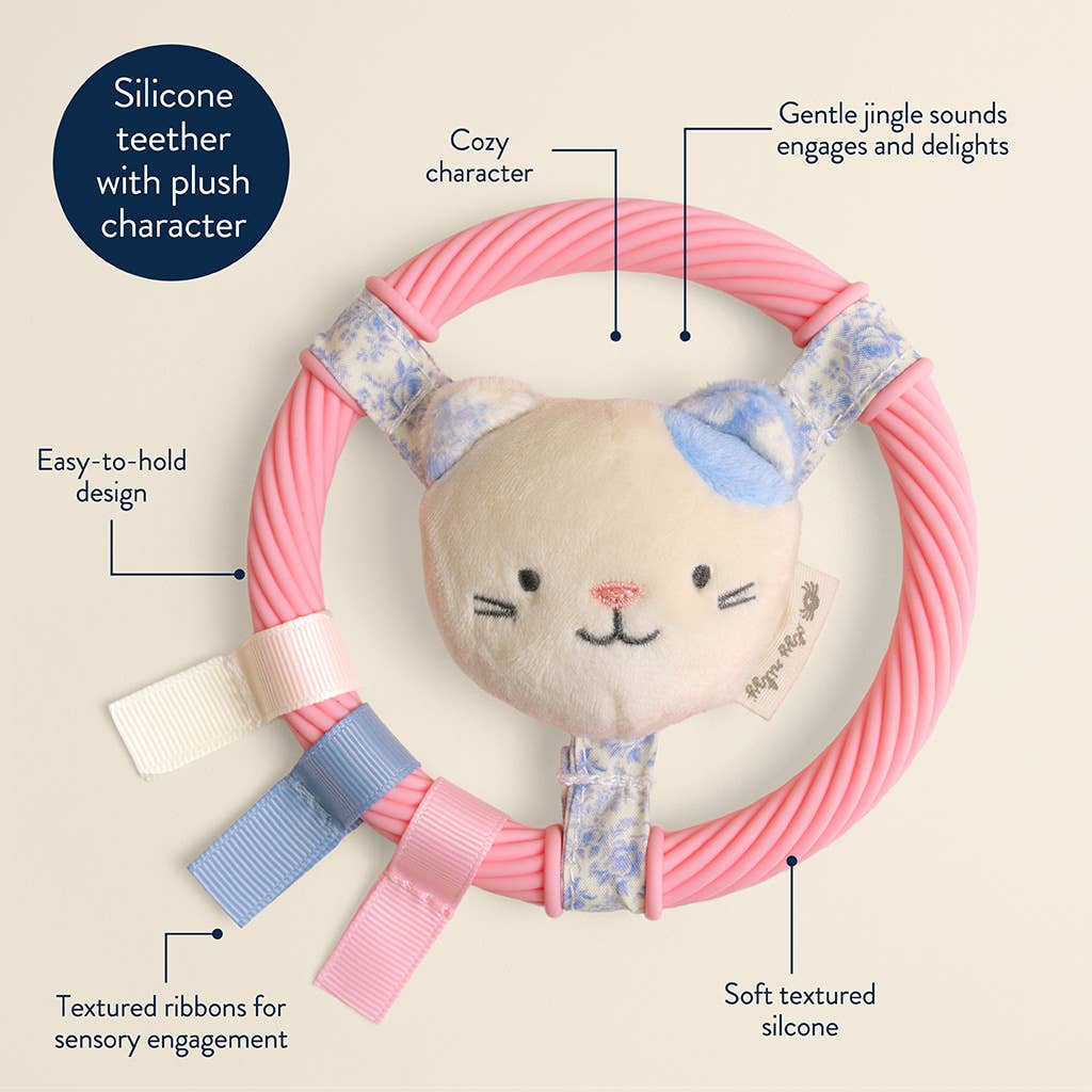 Itzy Ritzy - Itzy Ring Pal™ - Teething Ring with Plush Character: Pink Kitty
