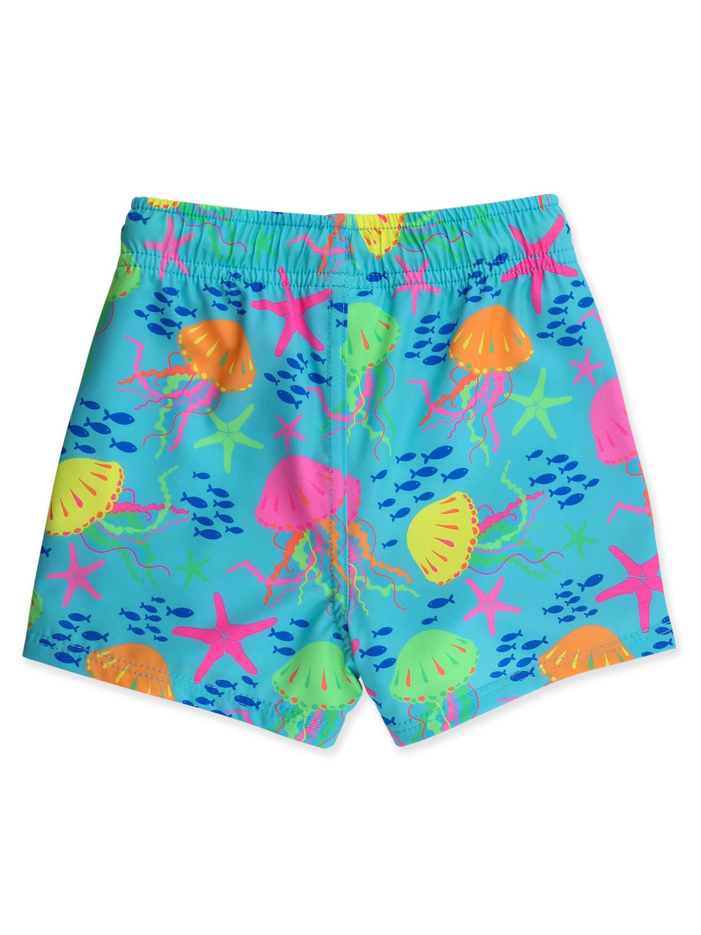RuffleButts + RuggedButts - Boys Neon Jelly Time Performance Hybrid Swim Trunks: Blue