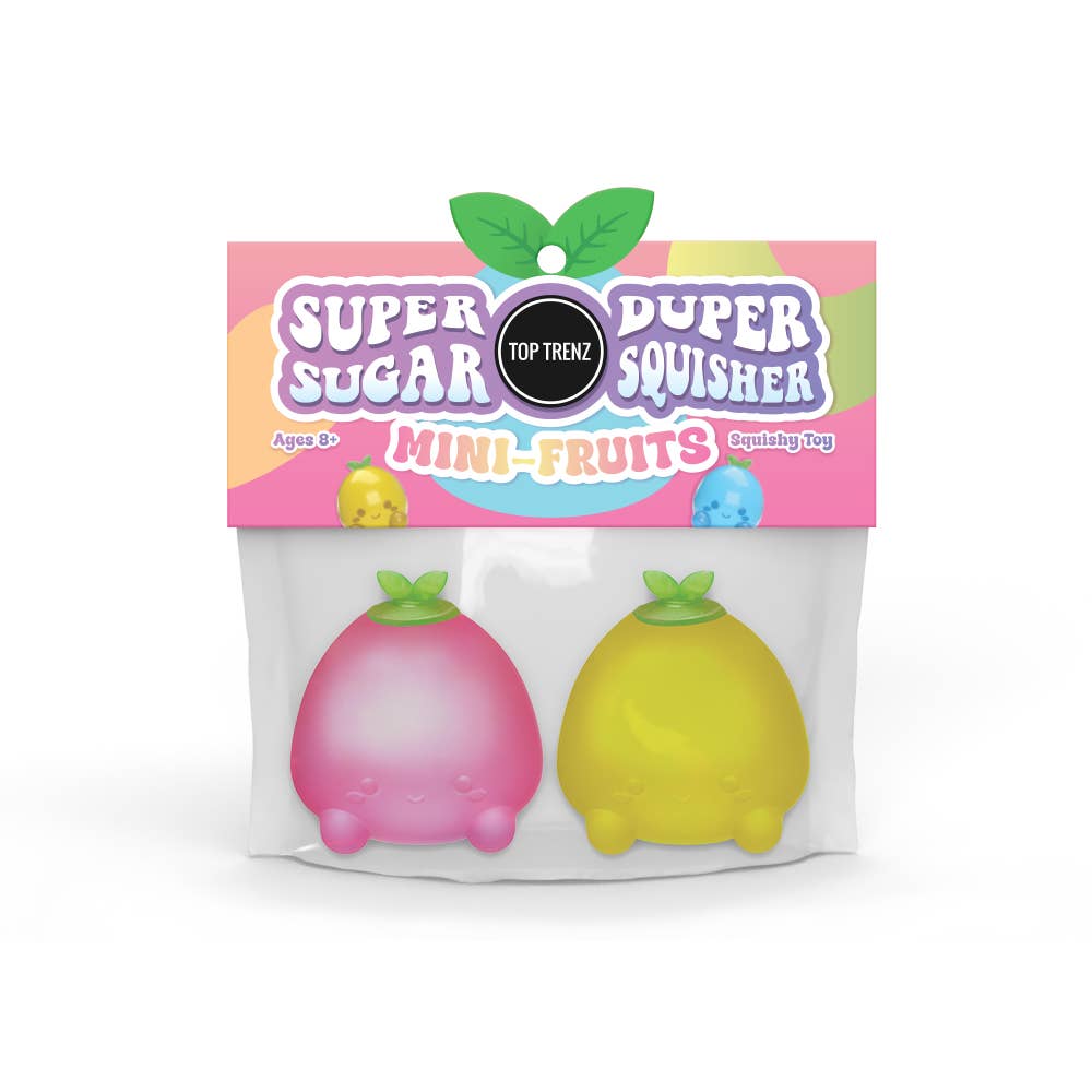 Top Trenz Inc - Super Duper Sugar Squisher - Mini Fruits 2 Pack set | Fidget | Squish (limit 1)