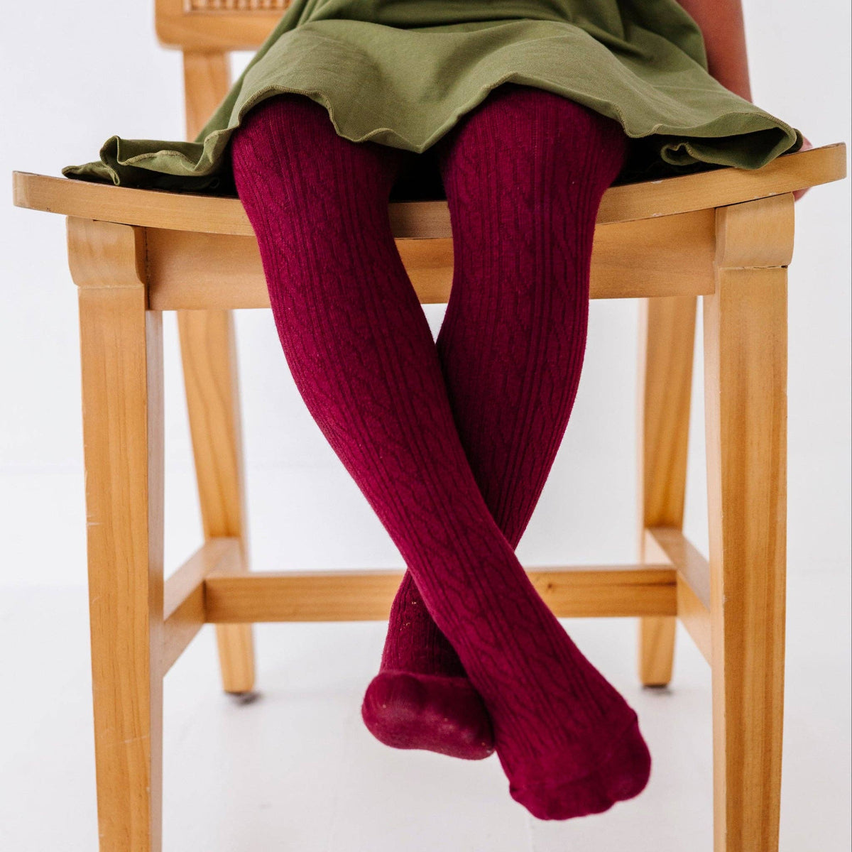 Little Stocking Co. - Burgundy Cable Knit Tights