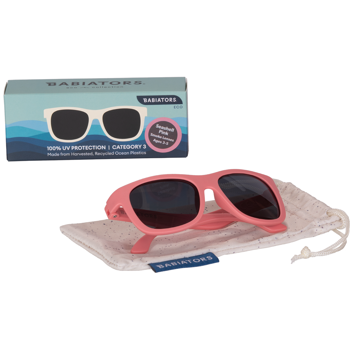 Babiators - Kids Eco Collection: Navigator Sunglasses in Seashell Pink