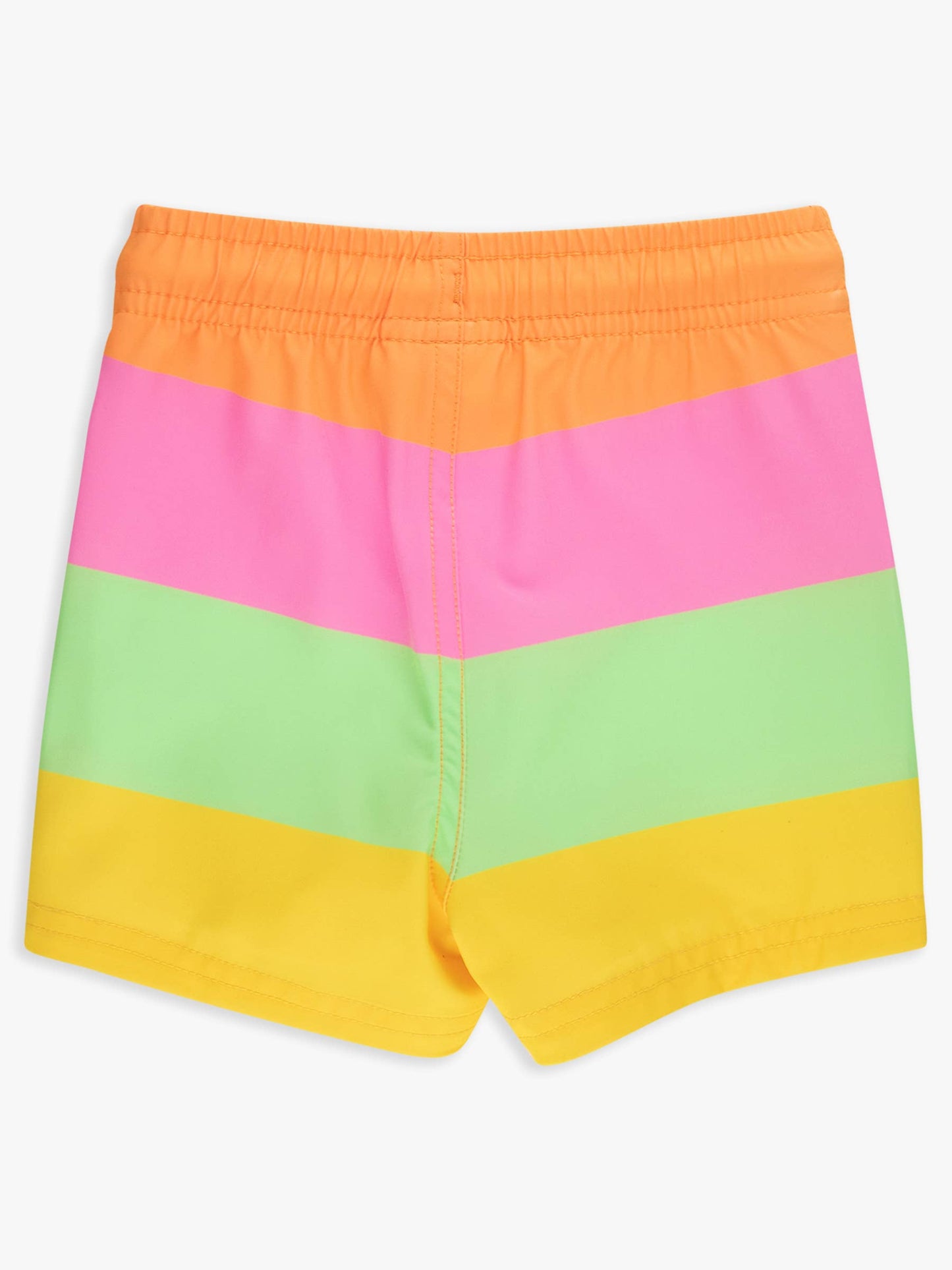 RuffleButts + RuggedButts - Boys Neon Citrus Color Block Performance Hybrid Swim Trunks