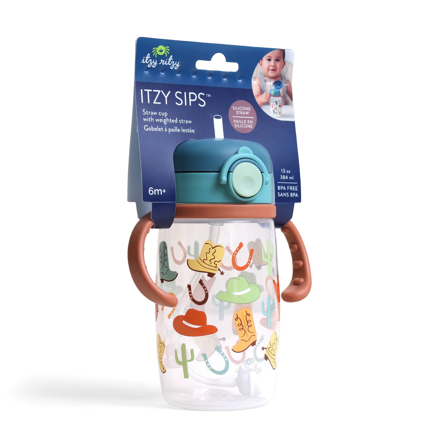 Itzy Ritzy -  Itzy Sips™ - Straw Cup With Snap-Close Lid: Giddy Up!