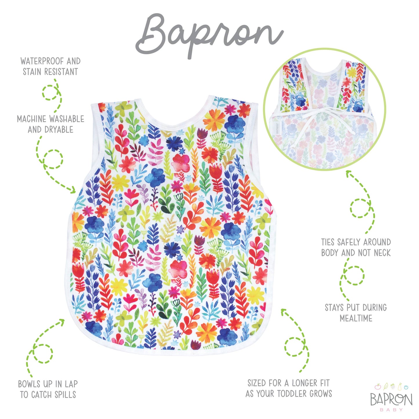 BapronBaby - Rainbow Watercolor Floral Bapron