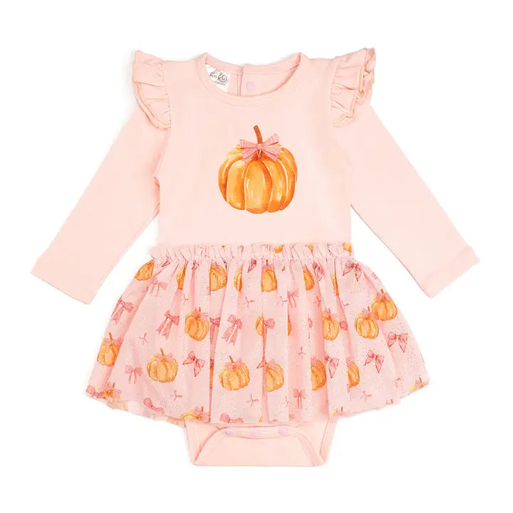 Sweet Wink - Coquette Pumpkin Long Sleeve Tutu Bodysuit