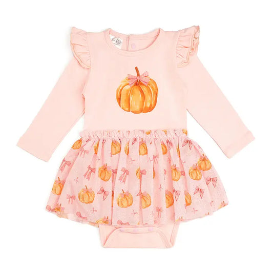 Sweet Wink - Coquette Pumpkin Long Sleeve Tutu Bodysuit