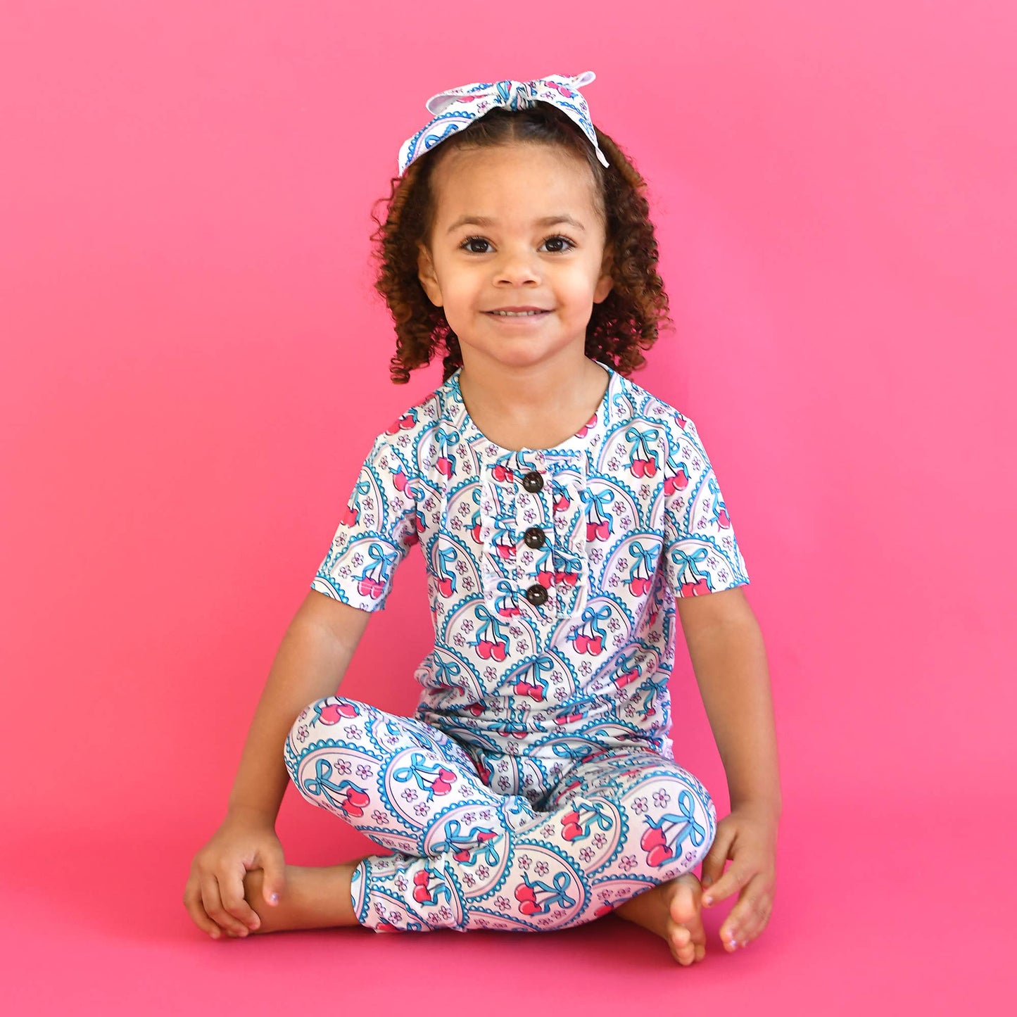 Gigi and Max - Cherry Ruffle Two Piece Bamboo Cherry Lounge Set