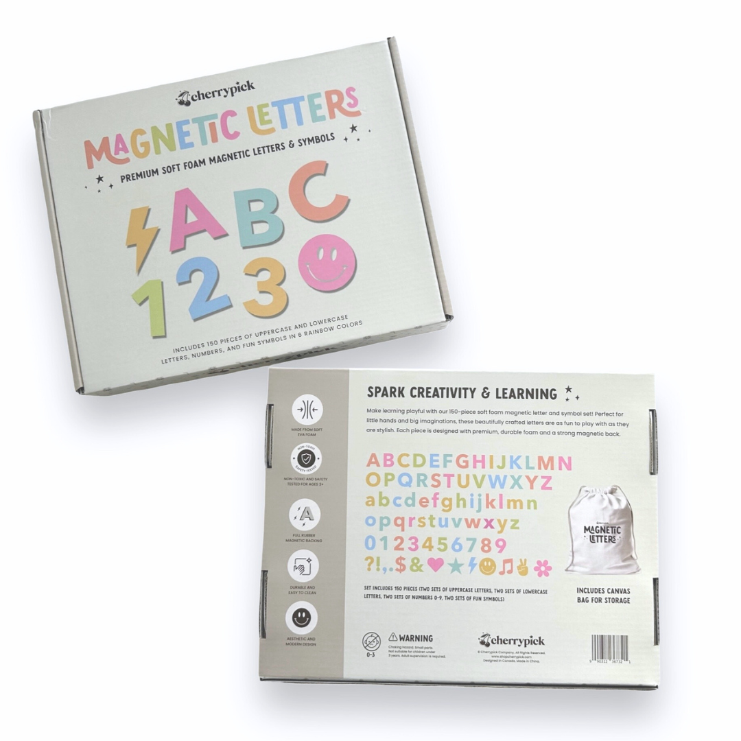 Cherrypick - Soft Foam Magnetic Letters & Symbols 150pc Set: Pastel Rainbow