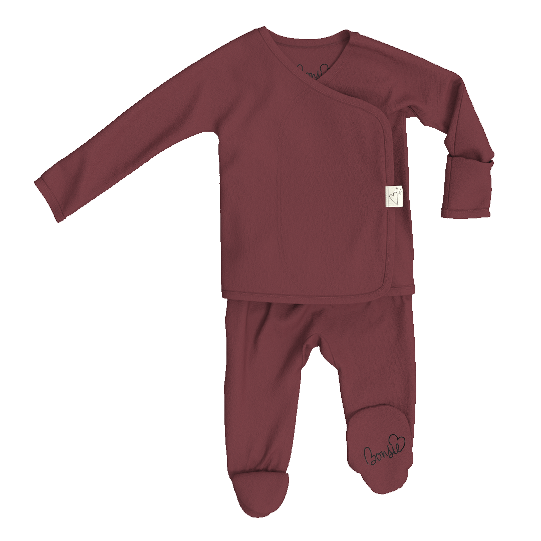 Bonsie Skin to Skin Babywear - Footie - Mulberry