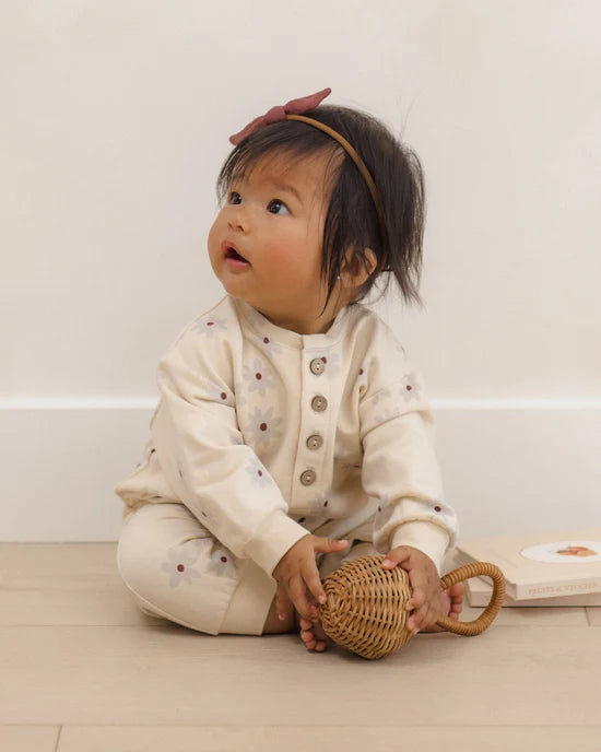 Quincy Mae - Relaxed Fleece Jumpsuit || Blue Daisy