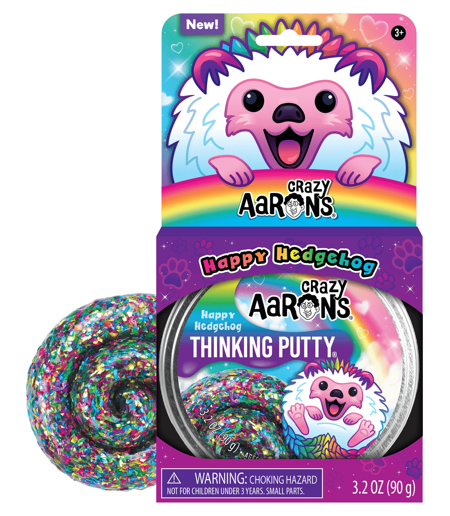 Crazy Aaron's - Putty Pets Happy Hedgehog- Full Size 4" Thinking Putty Tin