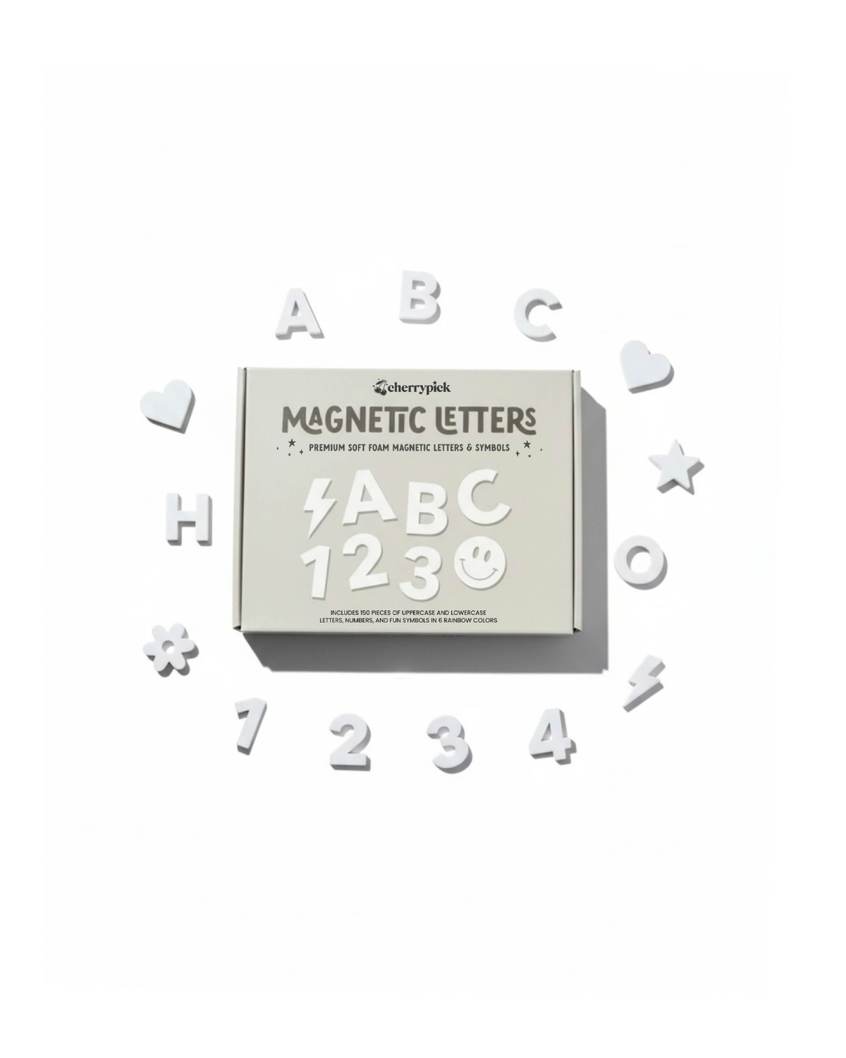 Cherrypick - Soft Foam Magnetic Letters & Symbols 150pc Set: Pastel Rainbow