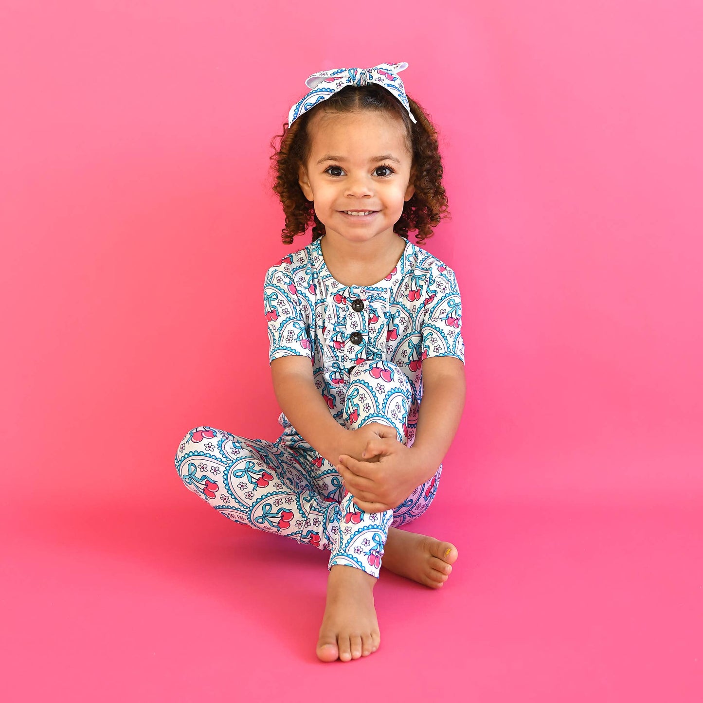 Gigi and Max - Cherry Ruffle Two Piece Bamboo Cherry Lounge Set