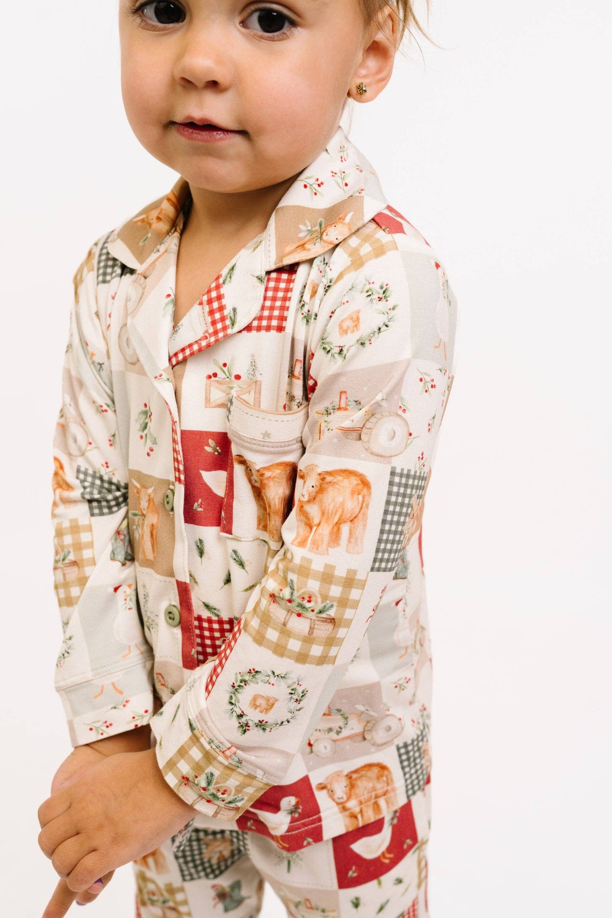 Little One Shop - Country Christmas Kid Long Sleeve Bamboo Button Up Set