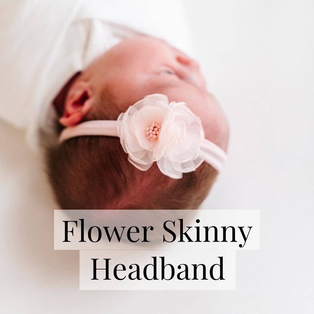 Baby Bling Bows - Baby Bling® Flower Skinny soft nylon headband: Rose Quartz