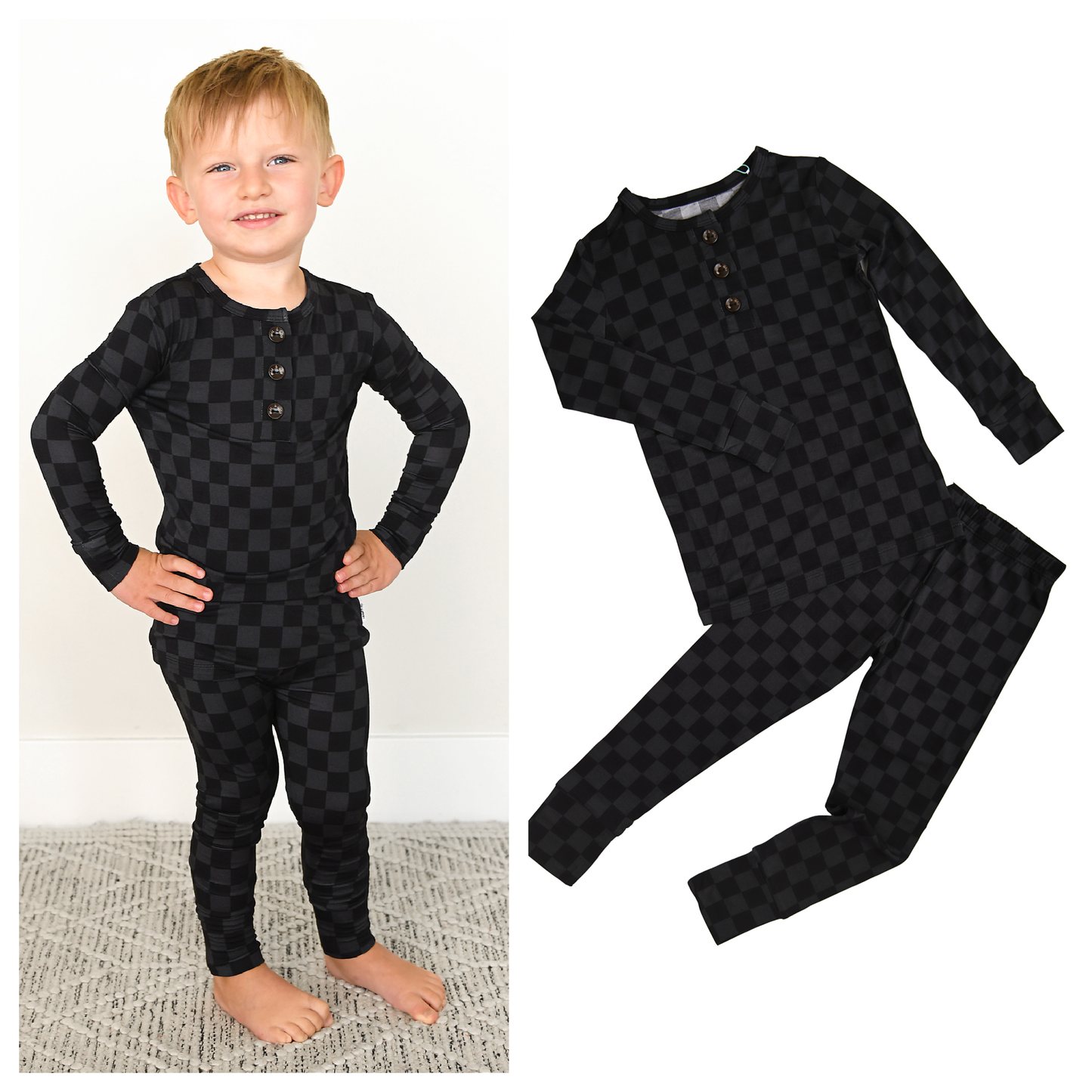Gigi and Max - Frankie TWO PIECE Bamboo Checks PJ Set