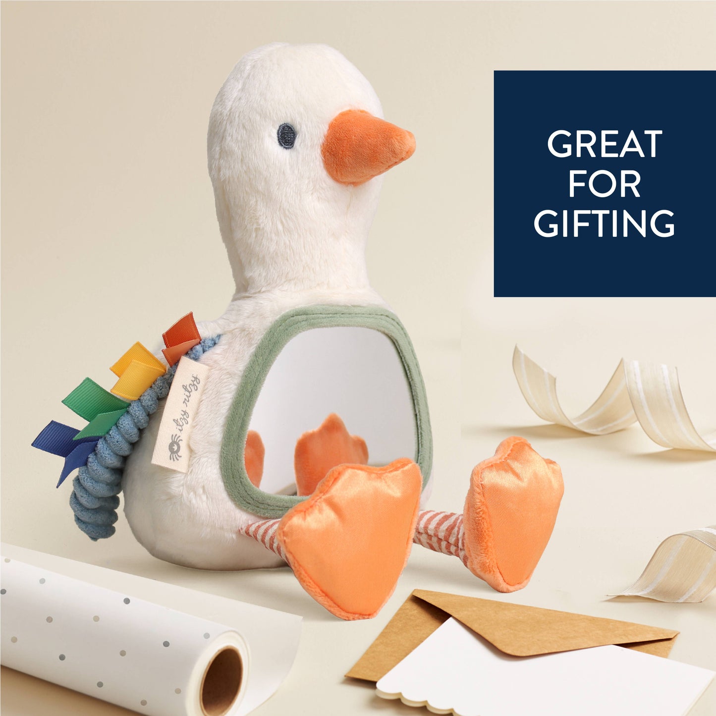 Itzy Ritzy - Itzy Bitzy Mirror™ Sensory Tummy Time Mirror - Goose