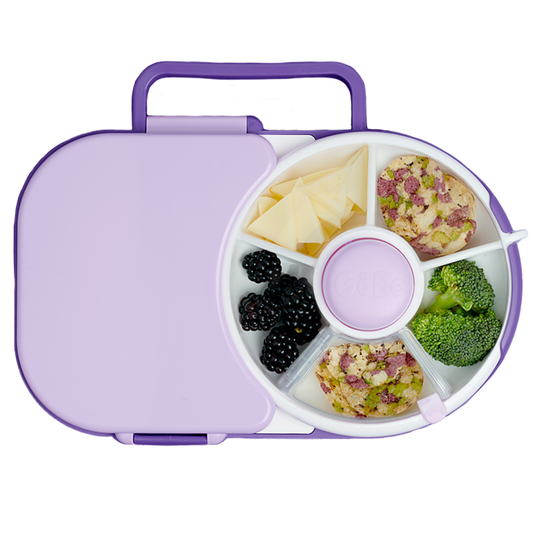 GöBe Kids - GoBe Kids 2-in-1 Lunchbox with Small Snack Spinner Flip: Grape Purple