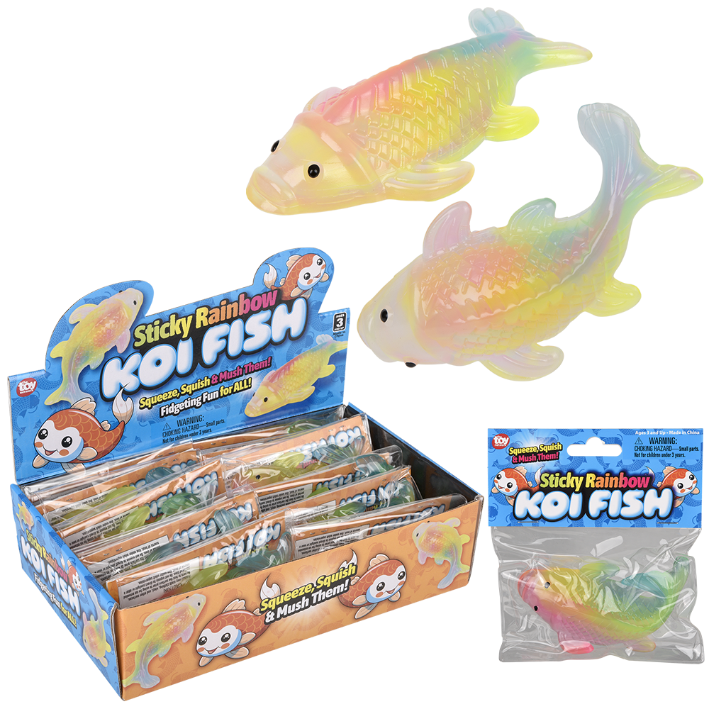 The Toy Network - (T) 4.5" STICKY RAINBOW KOI FISH Squish