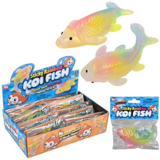 The Toy Network - (T) 4.5" STICKY RAINBOW KOI FISH Squish