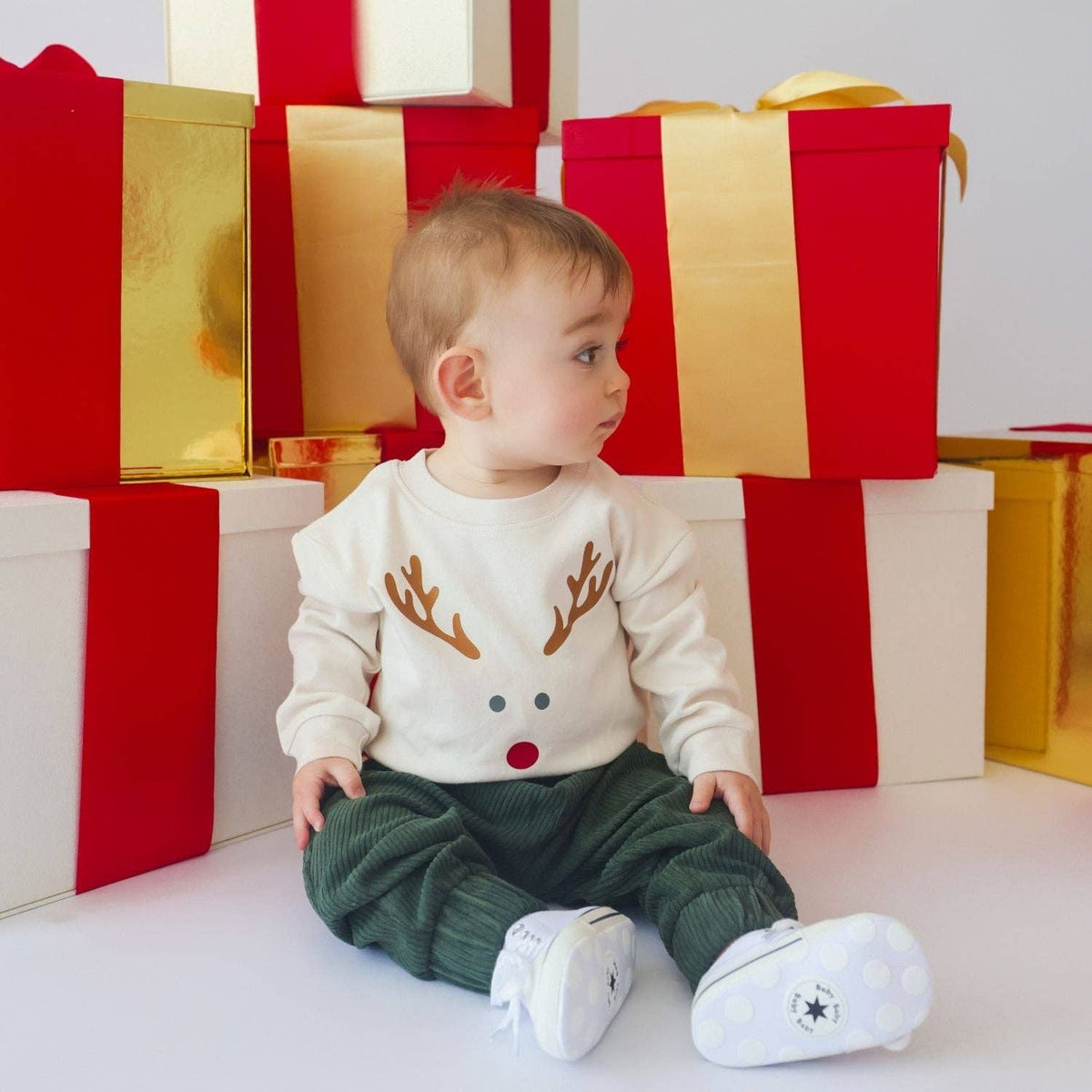 Sweet Wink - Red Nose Reindeer Christmas Long Sleeve Romper