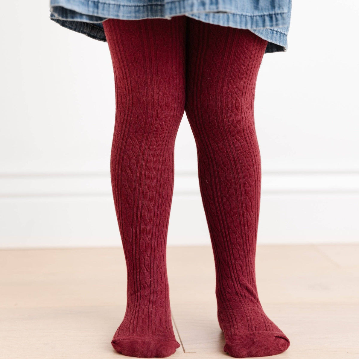 Little Stocking Co. - Burgundy Cable Knit Tights
