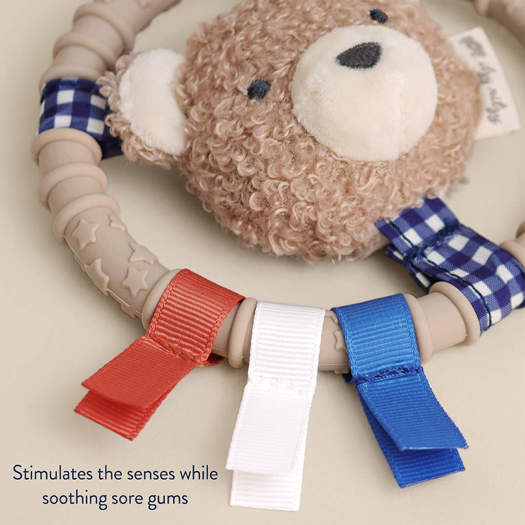 Itzy Ritzy - Itzy Ring Pal™ - Teething Ring with Plush Character: Taupe Bear