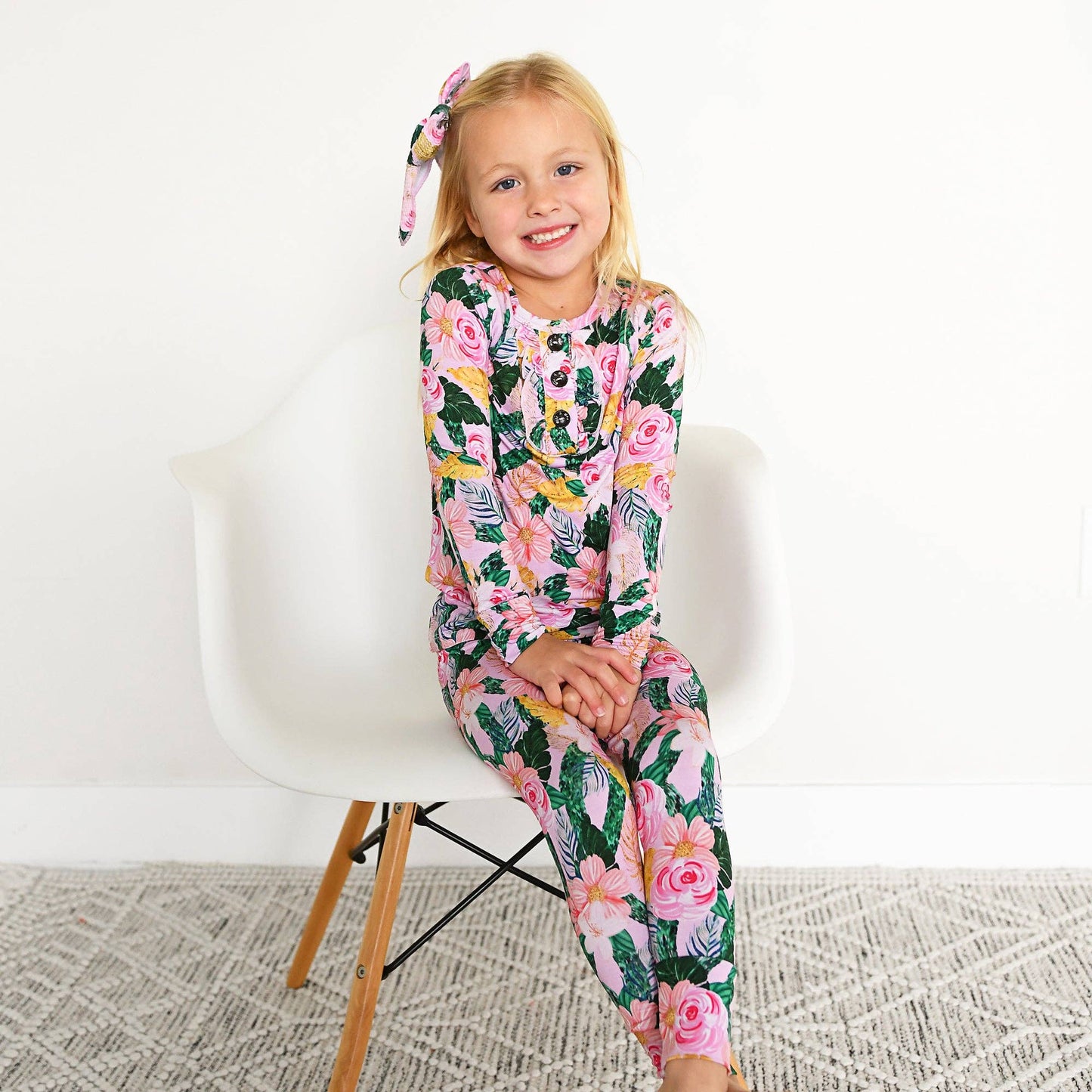 Gigi and Max - Luana Ruffle Two Piece Girls Bamboo Floral Lounge Set